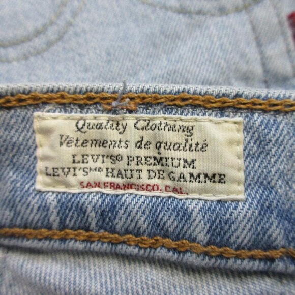 Levi's Ribcage Straight Women's Jeans 24 Blue Raw Hem Light Wash Denim Y2K 628 - Picture 3 of 14